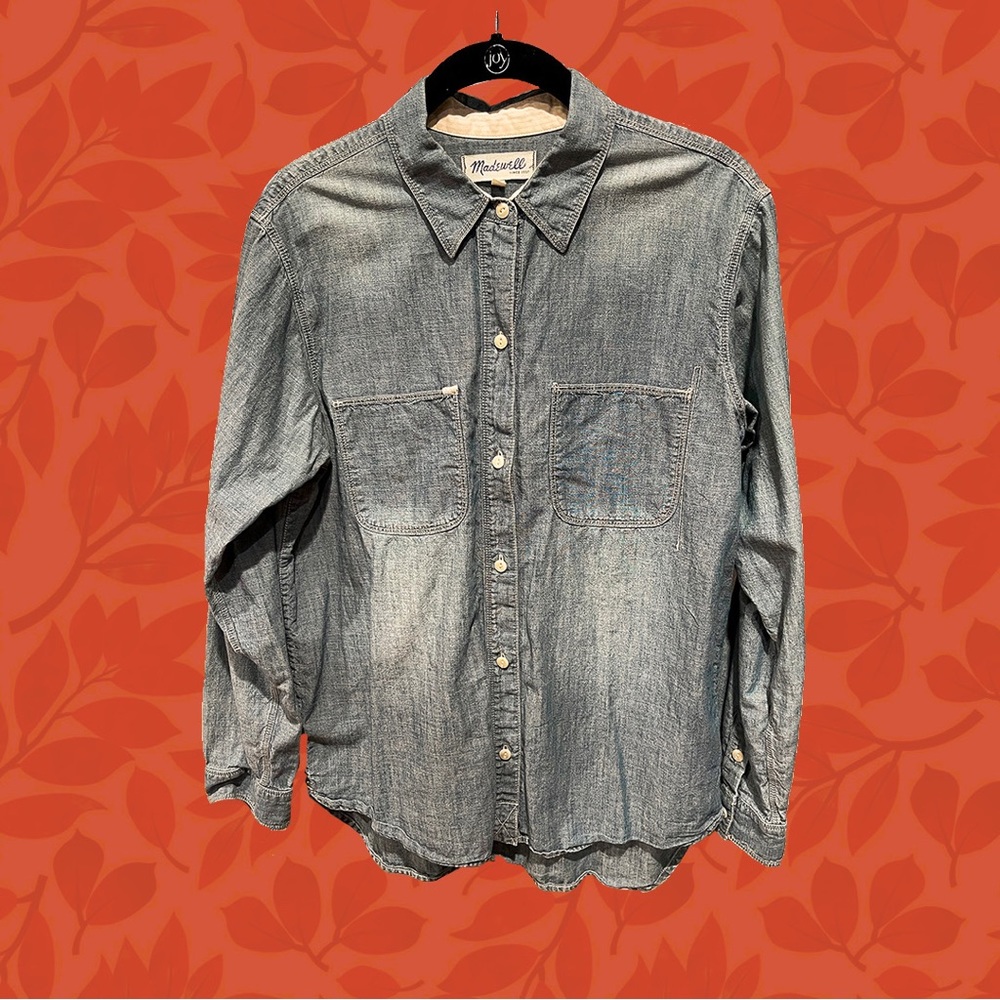 Madewell Perfect Chambray Shirt in Wilder Wash (M)